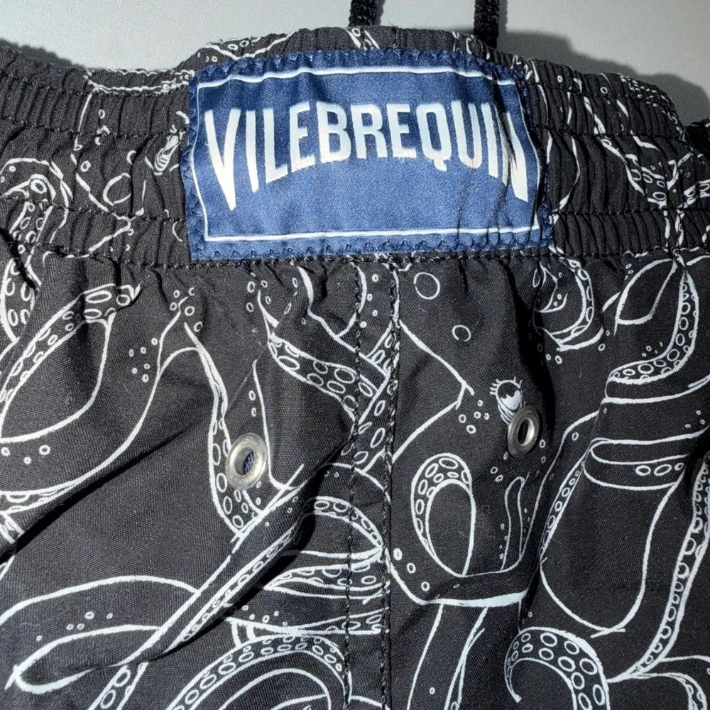 Vilebrequin Moorea Swim Trunks Mens XXL Black White Octopus Poulpes Short Luxury